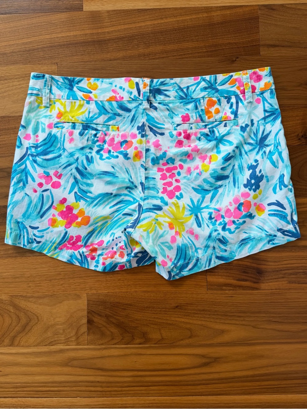 Lilly Pulitzer Women’s Callahan Serene Blue Tippy Top Shorts Sz 12 Tropical Pink - Picture 4 of 15